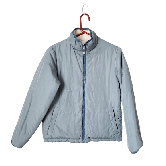 BLACK DIAMOND reversible goose down puffer jacket in sky blue‎ / white size S - Picture 1 of 10